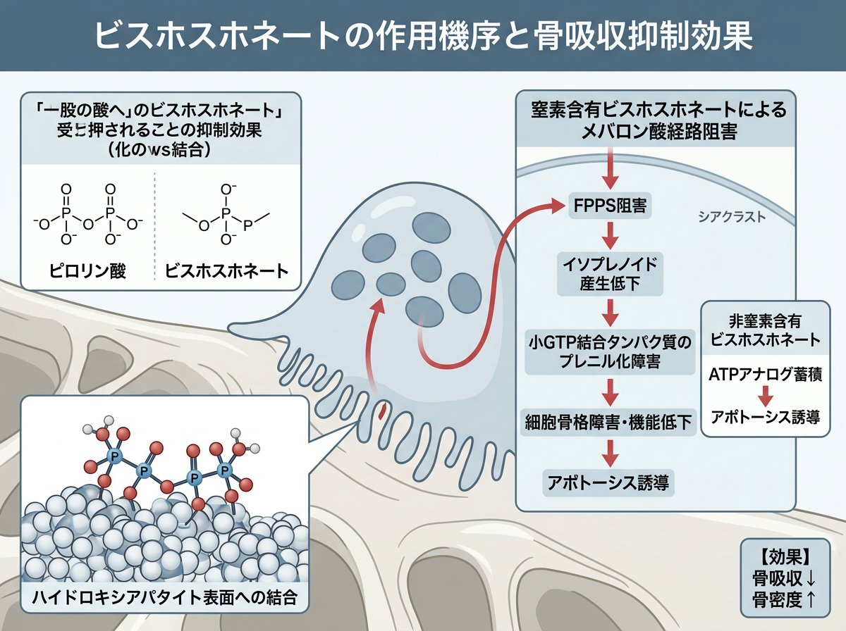 ビスホスホネートの作用機序と骨吸収抑制効果