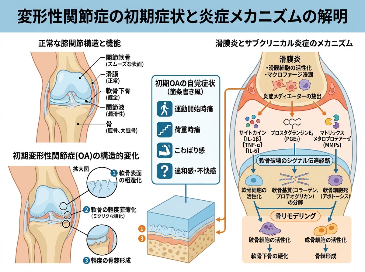変形性関節症の初期症状と炎症のメカニズム