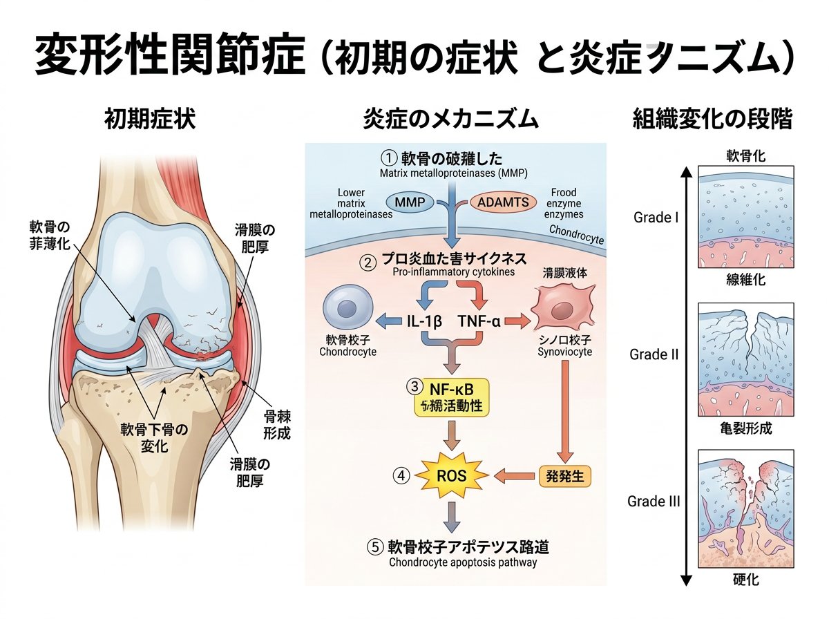 変形性関節症の初期症状と炎症のメカニズム