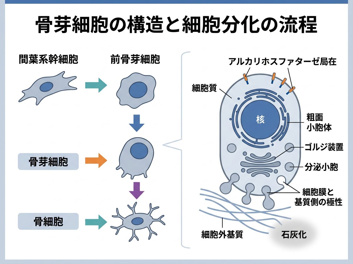 骨芽細胞の構造と細胞分化の過程