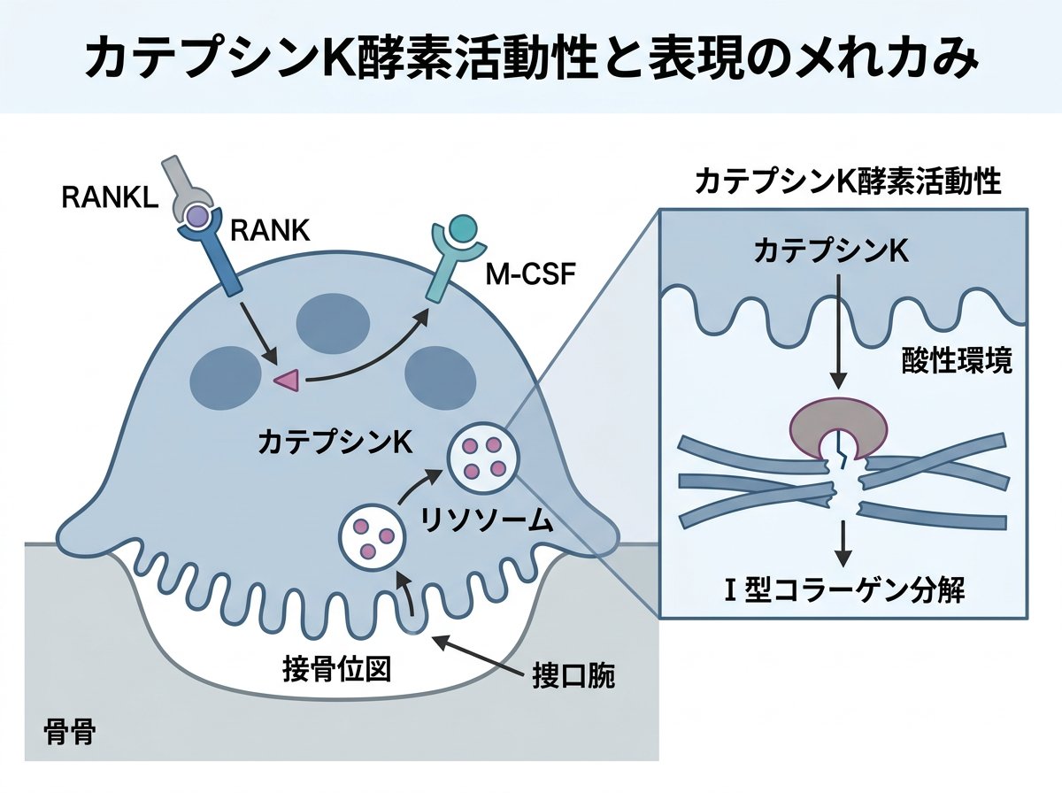 カテプシンKの酵素活性と破骨細胞での発現機序