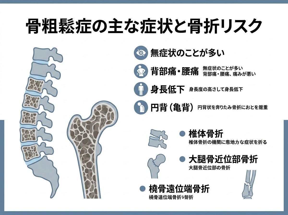 骨粗鬆症の主な症状と骨折リスク