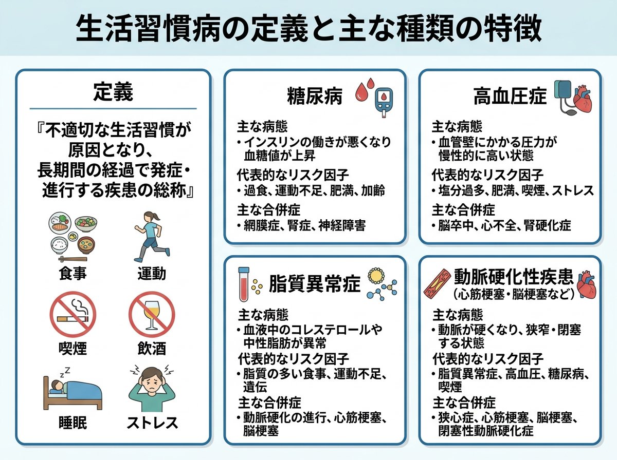 生活習慣病の定義と主な種類の特徴